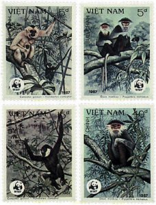 74994 MNH VIETNAM 1987 GIBON NEGRO, LANGUR DE DOUC