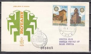 San Marino, Scott cat. 731-732. Rotary International issue. First day cover. ^