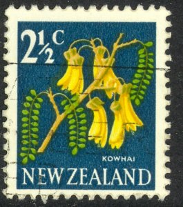 NEW ZEALAND 1967-70 2 1/2c KOWHAI Flower Issue Sc 385 VFU