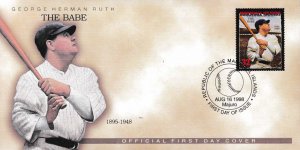 Marshall Islands 1998  Scott 665 Babe Ruth Baseball Color Cachet First Day Cover