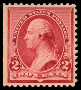 US Sc 220 MINT NO GUM - 1890 2¢ - Washington; Soft Porous Paper