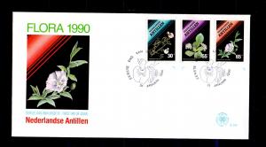 Netherlands Antilles 1990  FDC 217  flora 2 envelopes