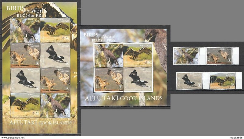 2019 !!! Sale Aitutaki Fauna Birds Of Prey Eagles ! Full Sh+Kb+Set ** Nw0401-3