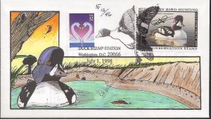 Neal Faircloth Hand Painted FDC for the Federal 1998 Self Adhesive Duck Stamp