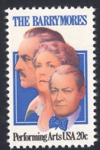 2012   20c  The Barrymores, Mint NH OG VF