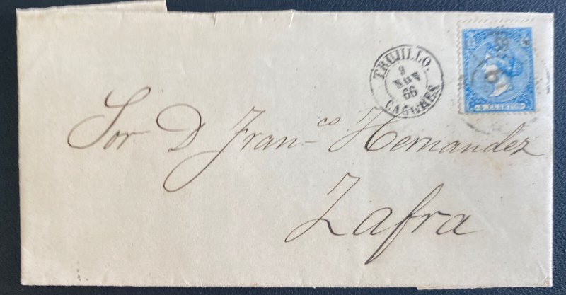 1866 Trujillo Spain Letter Sheet cover To Zafra