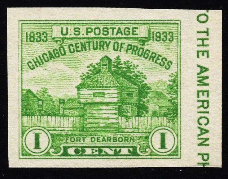 US 730a MNH NGAI VF 1 Cent Chicago Century of Progress Fort Dearborn