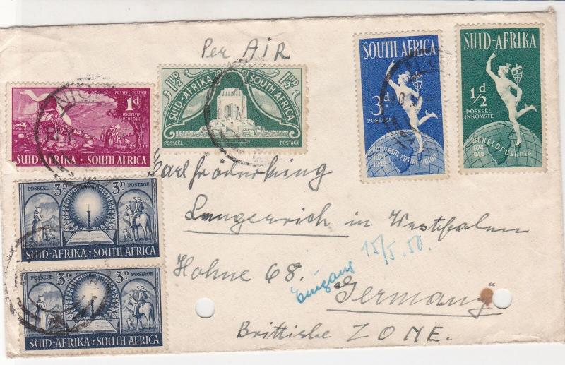 South Africa 1950 Nigel Cancel Airmail Multiple Stamps Cover Ref 29299