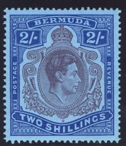 Bermuda 1943 KGVI 2s purple & deep blue/pale blue (p14-O) MNH. SG 116d. Sc 123a.