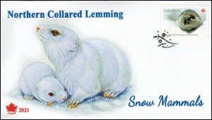 CA21-022, 2021, Snow Mammals, First Day of Issue, Pictorial Postmark,  Northern