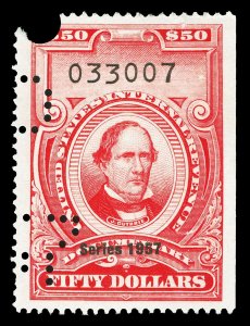 Scott R707 1957 $50.00 Dated Red Documentary Revenue Used VF