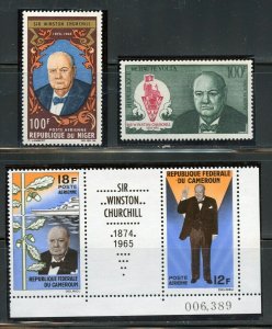 LOT OF 3 WINSTON CHURCHILL MEMORIAL ISSUES UPPER VALOTA NIGER CAMEROON MINT NH 