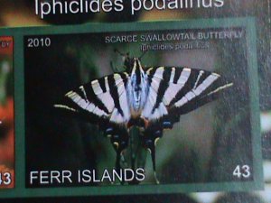 ​FERR ISLAND STAMP-2010 COLORFUL BEAUTIFUL LOVELY BUTTERFLY MNH MINI SHEET-VF