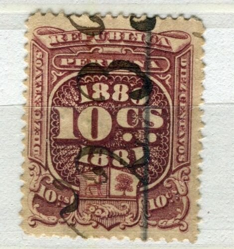 PERU; 1880s early classic Revenue issue fine used 10c. value 