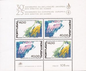 Portugal - 1978 Human Rights Declarations - 4 Stamp Souvenir Sheet #1409a