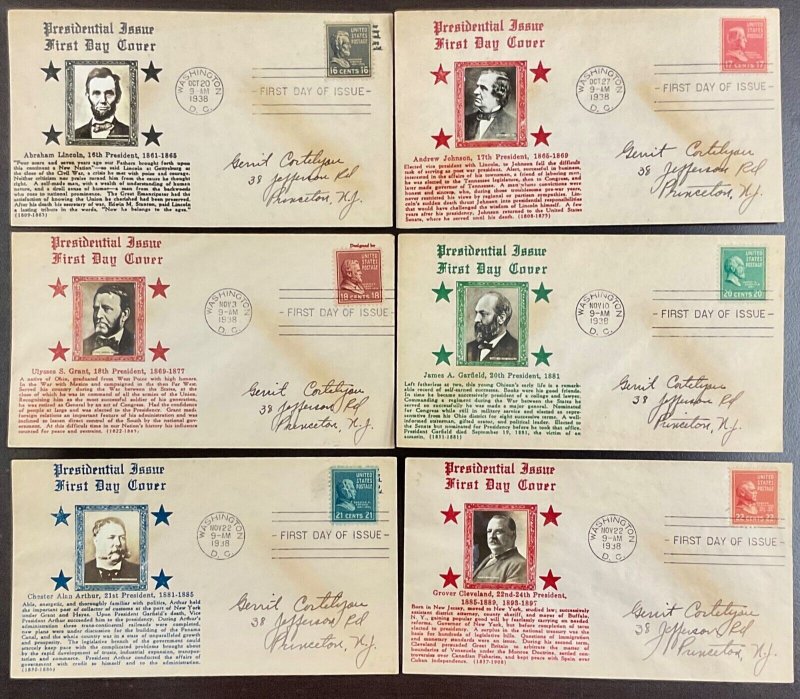 803-831 Partial Set of 28 Crosby cachets Presidential Series FDCs 1938