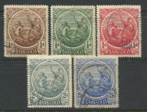 Barbados KGV 1916 1/2d to 2 1/2d large definitives used