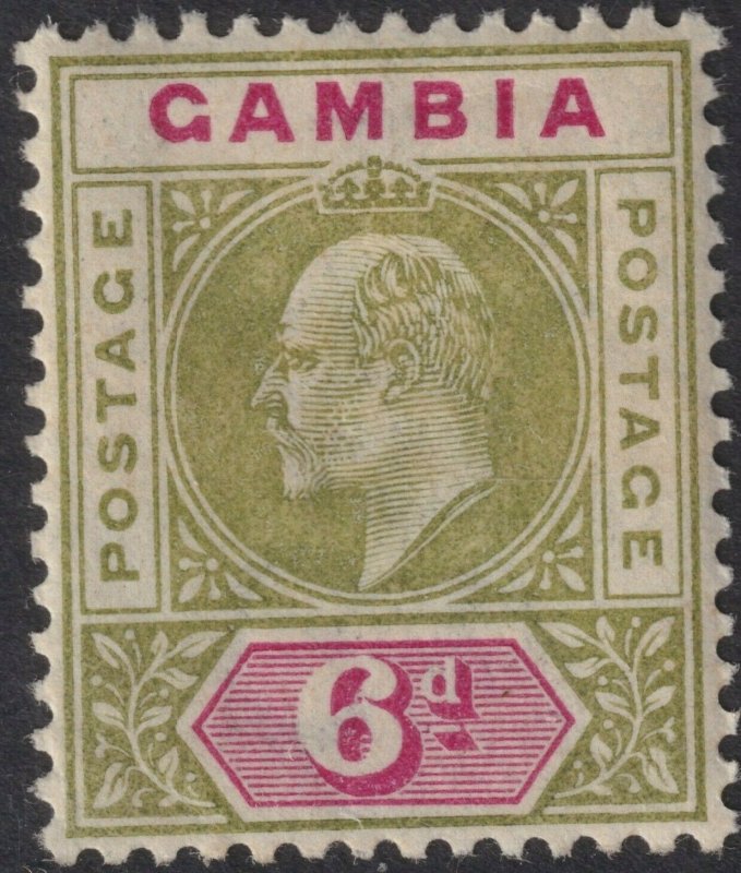 Sc# 34 Gambia 1902 - 1905 KEVII 6p MMH issue CV $19.50 Wmk 2