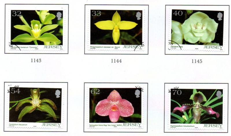 Jersey Sc 1123-8 2004 Orchids stamp set used