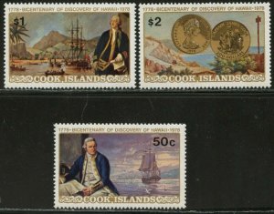COOK IS. Sc#480-482, 482a 1978 Discovery of Hawaii Complete Set & SS OG Mint NH