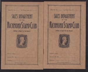 A. DIETZ: Richmond Stamp Club Sales Book x2 show CSA #9 from his proof on face!