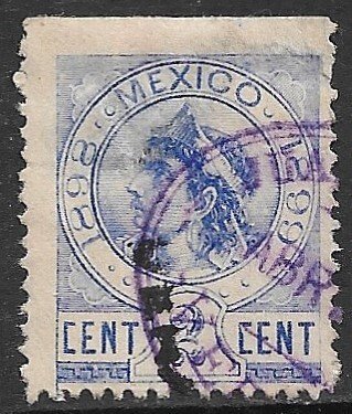 MEXICO REVENUES 1898 2c Rentas Indian No Talon VERA CRUZ R166 Used