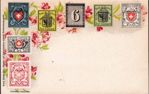 Switzerland c1920 Mint Post Card depicting Classic Swiss Stamps.