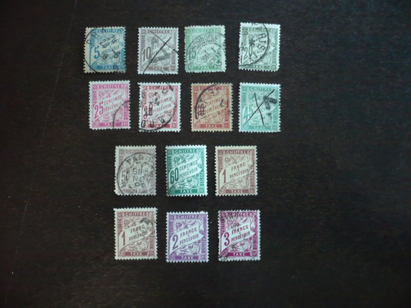 Stamps - France-Scott#J29-J35,J37-J39,J41-J42,J44-J45-Used Part Set of 14 Stamps