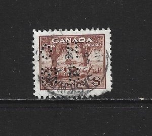 CANADA - #O256 - 8c FARM SCENE OHMS PERFIN STAMP DATED CANCEL