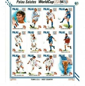 Palau - 1994 - World Cup Team USA - Sheet of 12 Stamps - Alexi Lalas - MNH