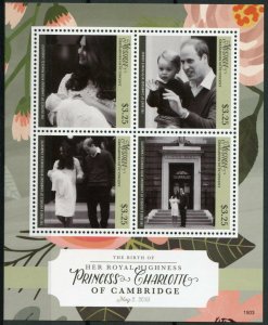 Mustique Grenadines Vincent 2015 MNH Princess Charlotte Birth Royal Baby 4v M/S