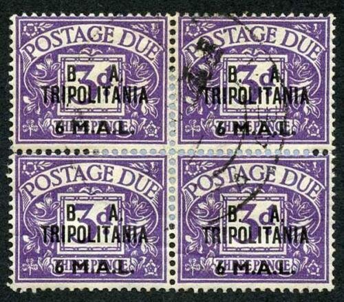 BOIC SG TD9 3d Post Due BA TRIPOLITANIA Commercial Used block of RARE 