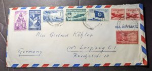 1957 USA Airmail Cover Tarzana CA to Leipzig Germany Getrud Kohler