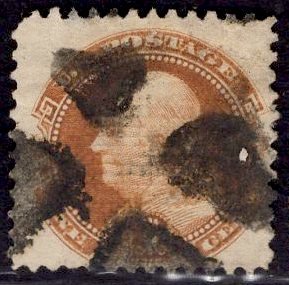 US Stamp #112 1c 1869 Pictorial Used SCV $130. BOLD cancel.