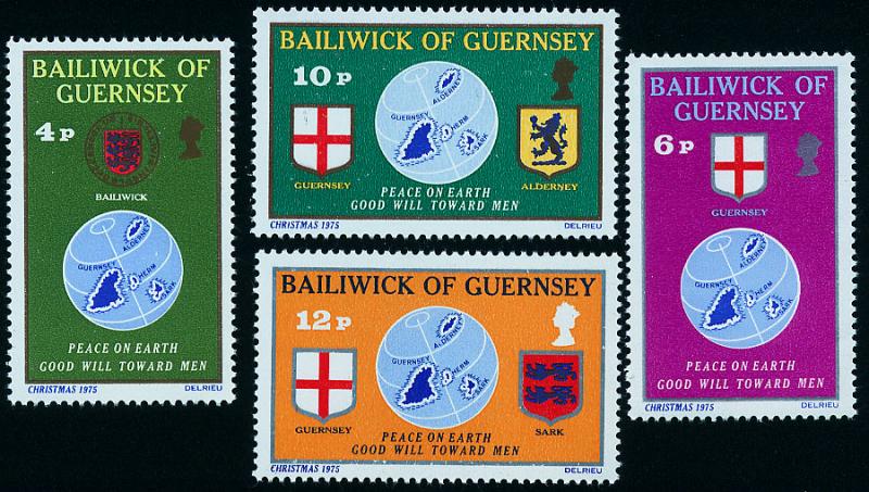 GUERNSEY 127-130 Christmas Issue, Maps, Coats of Arms NH(10)
