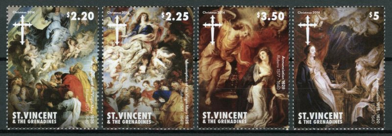 St Vincent & Grenadines Art Stamps 2014 MNH Christmas Rubens Paintings 4v Set