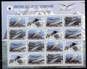 BRITISH ANTARCTIC TERRITORY # 329a MNH BLUE WHALE S/SHEET PO FRESH CV $43