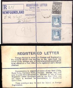 Newfoundland cover reg'd envelope-#11260-1c Cod + 4c(2) Princess Elizabe...