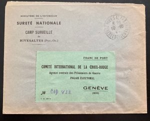 1941 France Internment Camp Surveille KZ Prisoner Cover To Red Cross