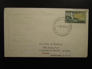 New Zealand 1952 Antarctic Campbell Island First Day Postmark Cover - Z6236