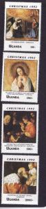 Uganda-Sc#1088//95-unused NH 1/2 set-Christmas-Paintings-1992-