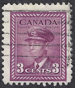 Canada #252 3¢ King George VI (1943). Rose violet. Used.