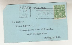 AUSTRALIA, KGV 1d. Green, Postal Card,1931 Commonwealth Bank, Pay Envelope Order