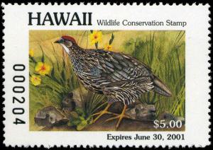 HAWAII #5 2000 STATE DUCK STAMP ERCKELS FRANCOLIN  by Martin Baker