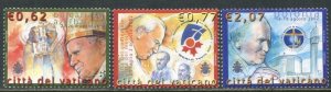 VATICAN Sc#1253-1255 2003 Travels of Pope John Paul II Complete OG Mint Hinged