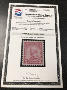 689 General Von Steuben 2 cents Unused Mint Never Hinged Graded by PSE SUPERB 98 