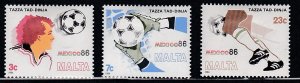 Malta # 679-681, World Cup Soccer, Mint Hinged, 1/3 Cat.