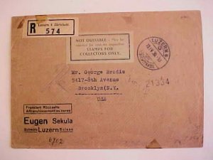 SWITZERLAND COVER BOOKLET SE-TENANT TETE BECHE REGISTERED LUZERN 1930 B/S USA