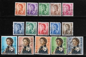 1962 Hong Kong Queen Elizabeth II  SC# 203-217  Used