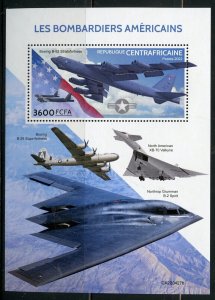 CENTRAL AFRICA 2022 AMERICAN BOMBERS SOUVENIR SHEET MINT NH